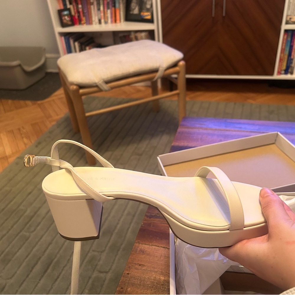 COPY - Elegant White Block Heel Sandals